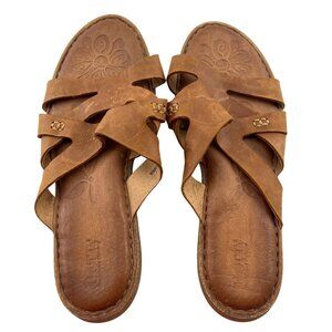 Born Womens Leather Slide Sandals Size 10 M/W Brown